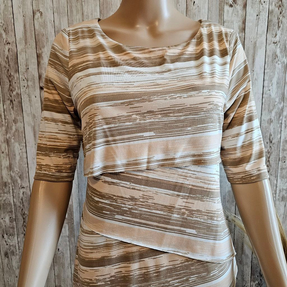 Women's Connected Apparel Dress Size 6 Brown White Tan - Picture 2 of 9